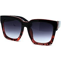 Womens Boyfriend Style Oversize Horned Rim Thick Plastic Sunglasses | Amazon (US)