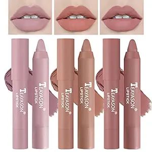 3 Colors Matte Lipstick Crayon Set, Nude Lipstick Velvet Air Lip Crayon Lip Stain Long Lasting Wa... | Amazon (US)