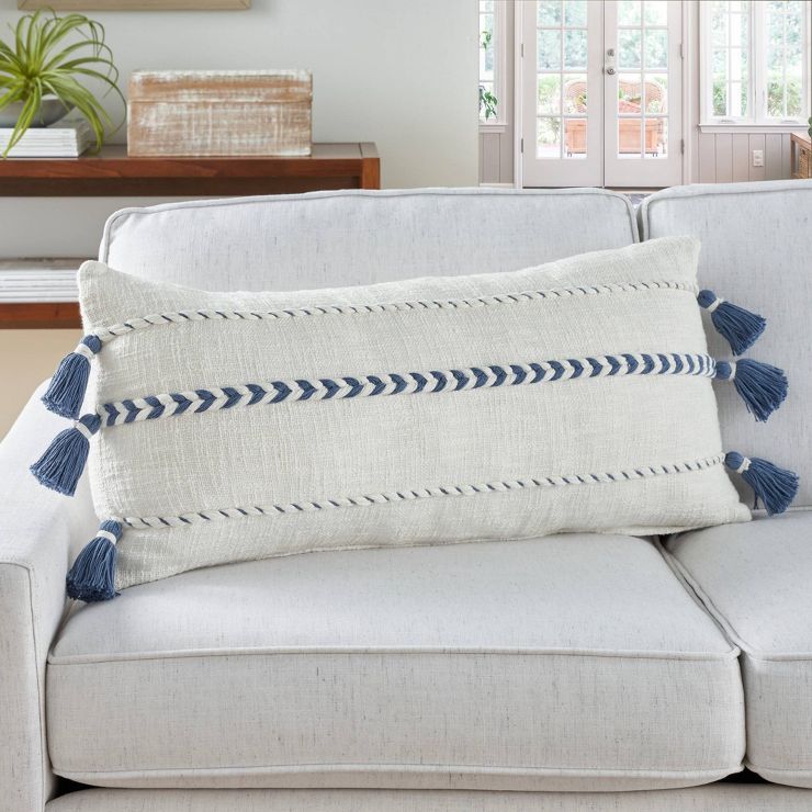 Oversize Life Styles Braided Striped Throw Pillow with Tassels - Mina Victory | Target