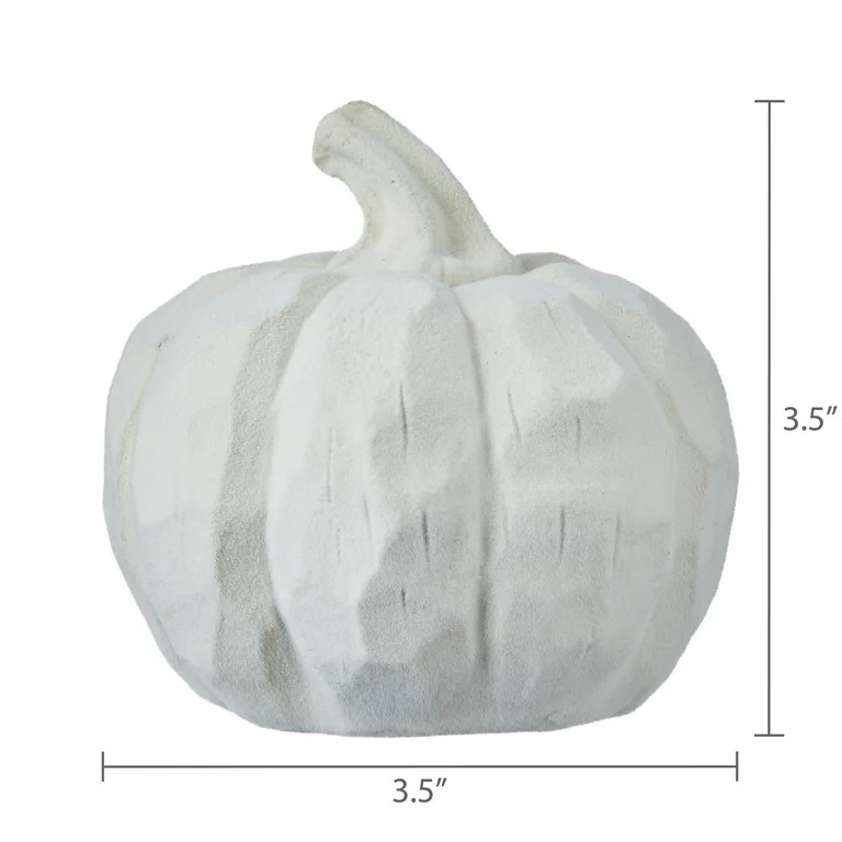 Flocked Resin Pumpkin Tabletop Decor, Cream, 3.5", Harvest by Way To Celebrate - Walmart.com | Walmart (US)