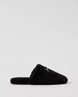 Horsebit Fuzzy Slide Flat | Ann Taylor (US)