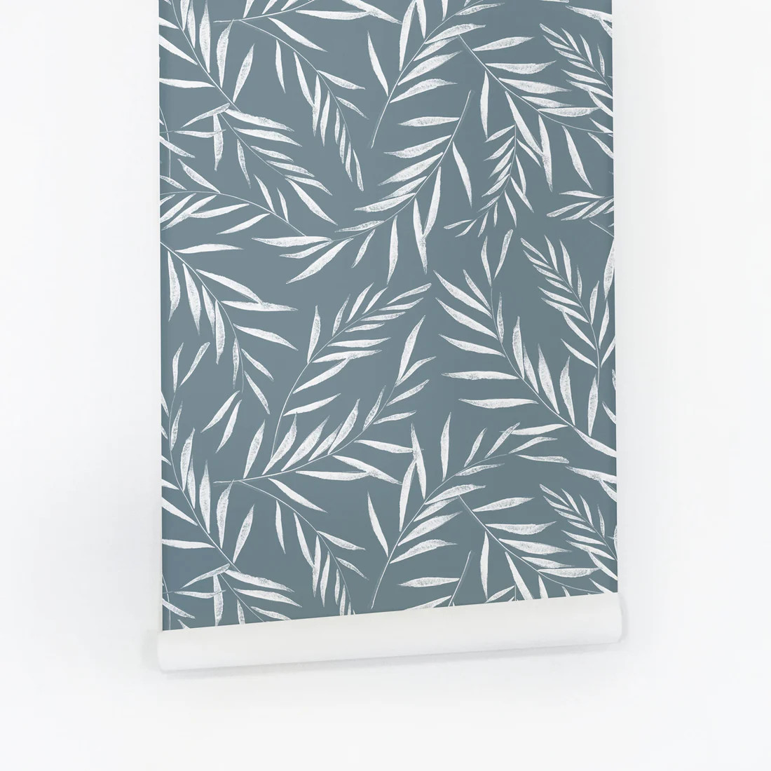 Dark Windy Blue foliage removable wallpaper | Livettes Wallpaper