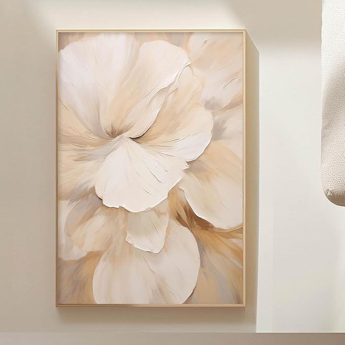 Modern Beige Abstract Flower Canvas Wall Art Boho Neutral Picture Color Flower Wall Art Print for... | Amazon (US)
