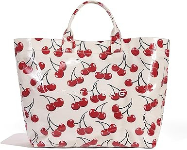 Lushandy PVC Tote Bag Women's Plastic Tote Purse Large Letters Print Hobo Handbag for Work, Beach... | Amazon (US)