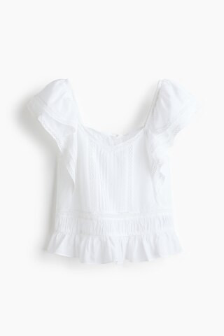 H & M - Lace-Trimmed Blouse - White | H&M (US + CA)