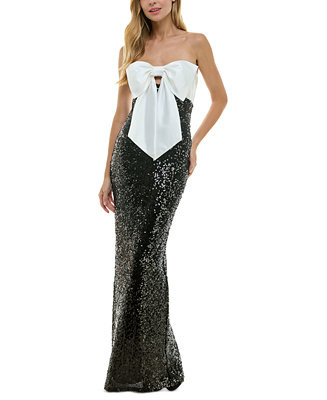 City Studios Juniors' Bow-Bodice Sequinned Evening Gown - Macy's | Macy's