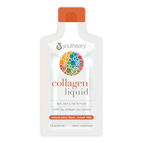 Youtheory Collagen Liquid - 5,000 mg Hydrolyzed Collagen - for Hair, Skin & Nails* - Sugar, Dairy & Soy Free - Berry Flavor - 12 Single Serving Packets | Amazon (US)