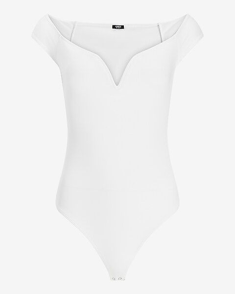 Body Contour Ribbed Off The Shoulder Thong Bodysuit | Express