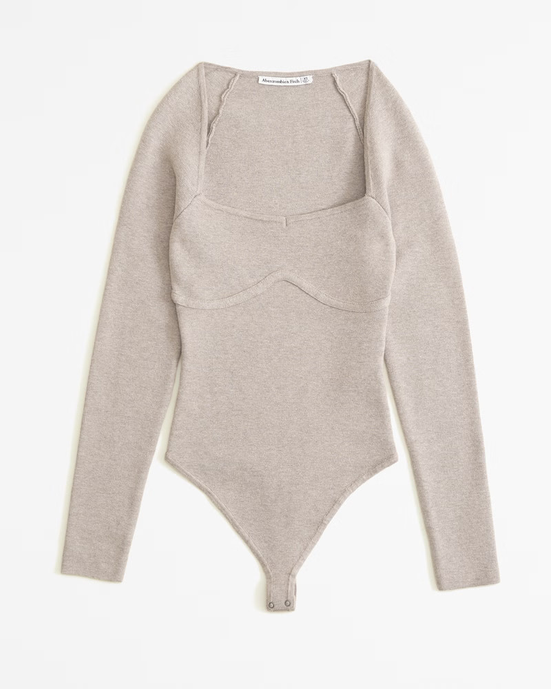 Women's Long-Sleeve Sweetheart Sweater Bodysuit | Women's New Arrivals | Abercrombie.com | Abercrombie & Fitch (US)