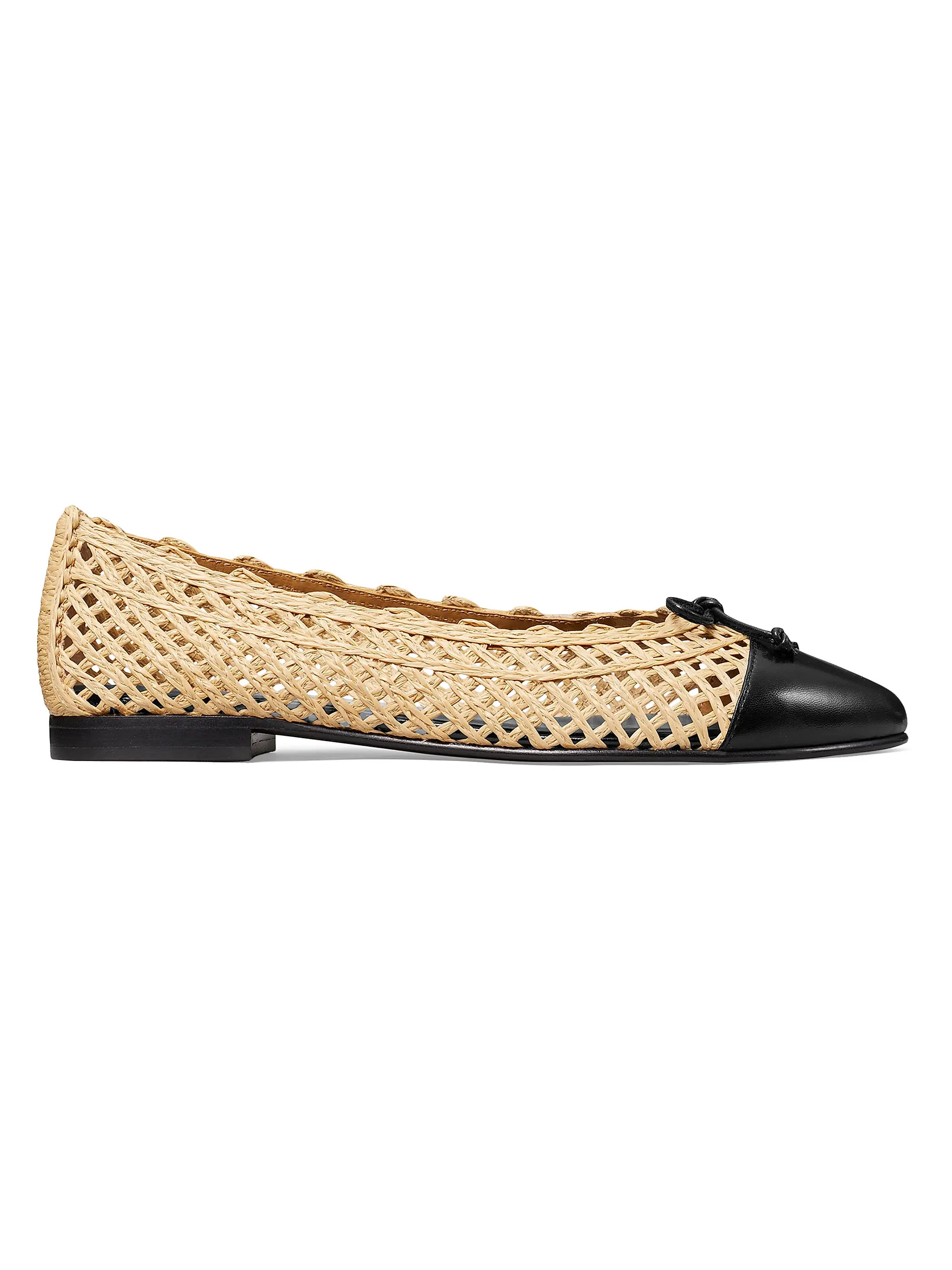 Tory Burch Woven Leather-Blend Ballet Flats | Saks Fifth Avenue | Saks Fifth Avenue