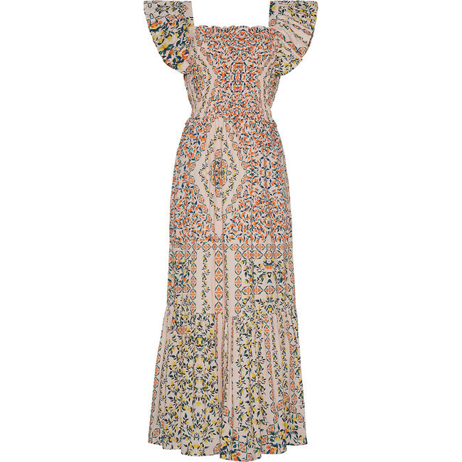 Women's Gisele Ruffled Sleeve Tie Back Maxi Dress, Amalfi | Maisonette