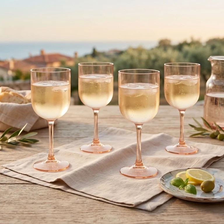 Just Feed Me by Jessie James Decker 4-Piece 12oz Stemmed Wine Glass Set, Pink | Walmart (US)