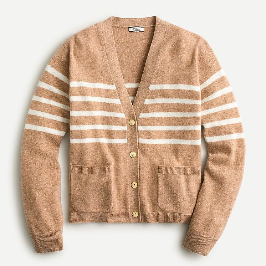 Relaxed-fit cashmere cardigan sweater in stripe | J.Crew US