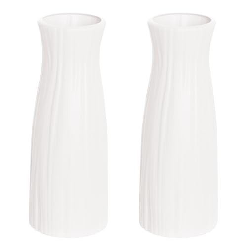 2 Pack Composite Plastics Vase for Flowers, Unbreakable Ceramic Look Vase for Home Decor Centerpieces, Arranging Bouquets, Connected Tubes (White) | Amazon (US)