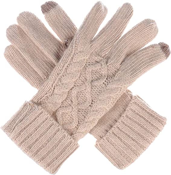 Womens Winter Cable Knit Texting Gloves for All Touchscreen Devices Smartphone Tablet | Amazon (US)