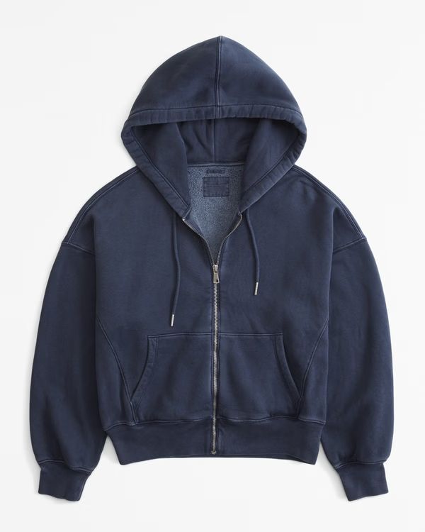 Essential Ribbed Sunday Hooded Full-Zip | Abercrombie & Fitch (US)