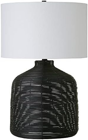 Henn&Hart Modern Rattan Table Lamp, Black Rattan, 26" | Amazon (US)