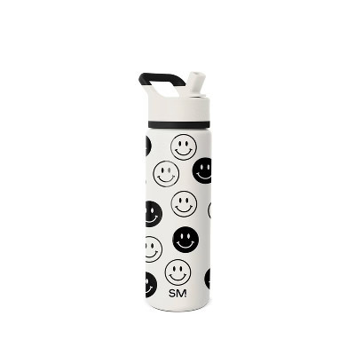 Simple Modern 22oz Summit Happy Face Water Bottle Cream/Black | Target