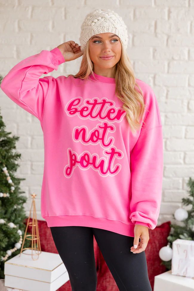 Better Not Pout Pink Oversized Graphic Sweatshirt | Pink Lily