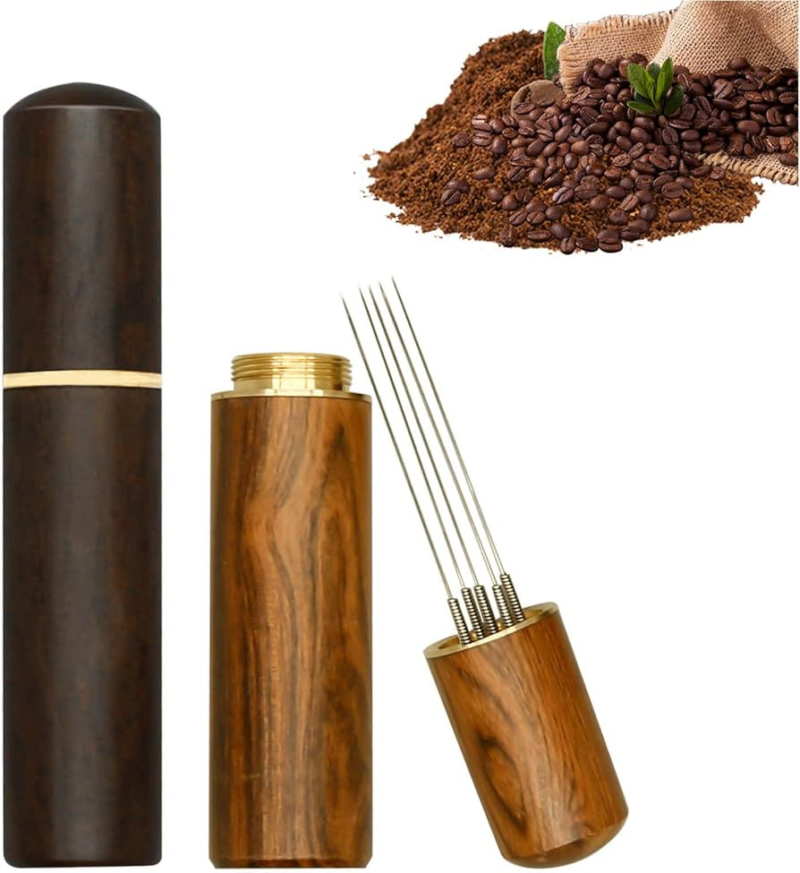 2 Pcs Espresso Distribution Tool, Espresso Stirrer Tool with Natural Wood Handle and Base, 5 Need... | Amazon (US)