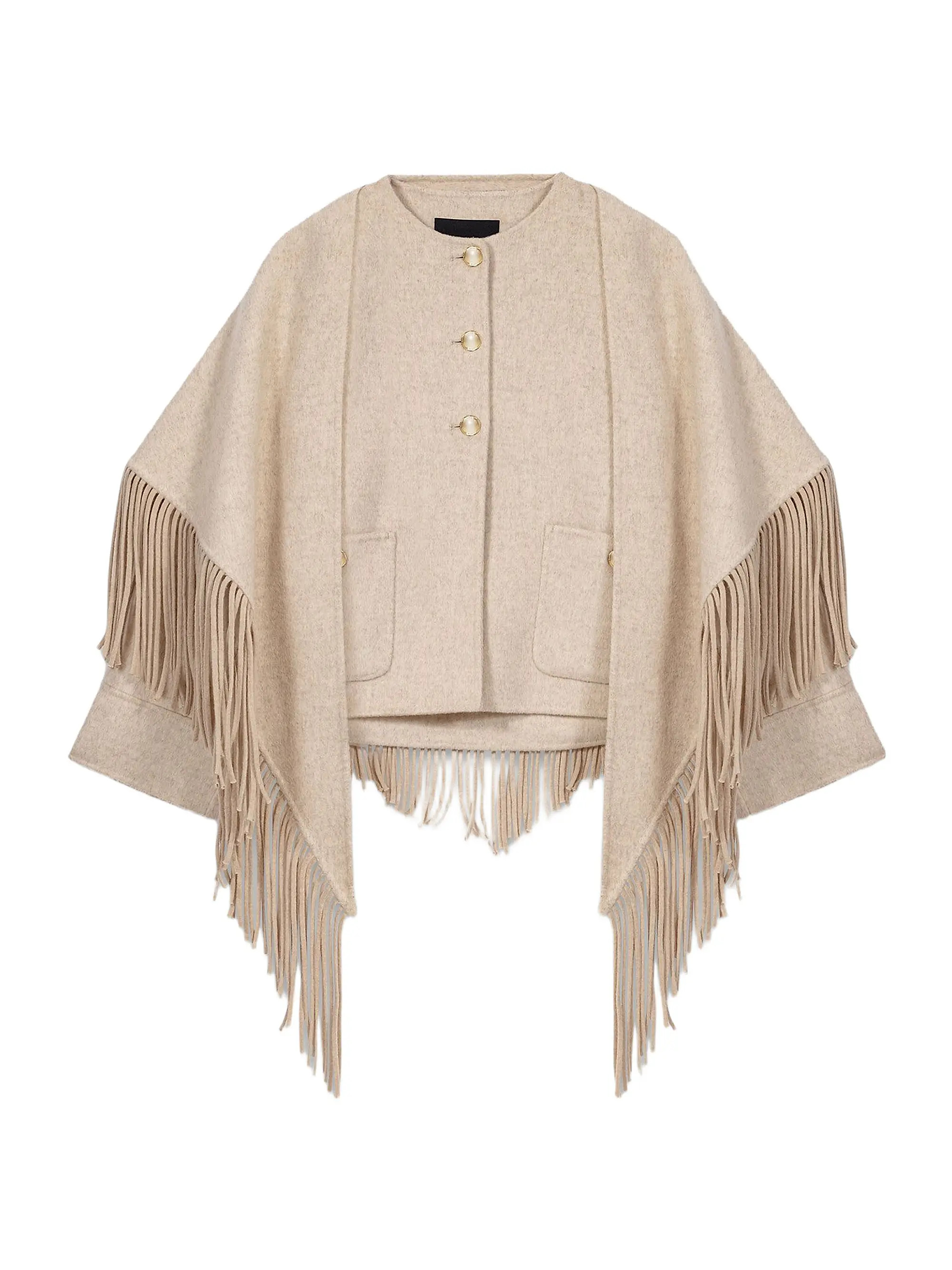 Cropped Wool Coat with Removable Scarf | Saks Fifth Avenue