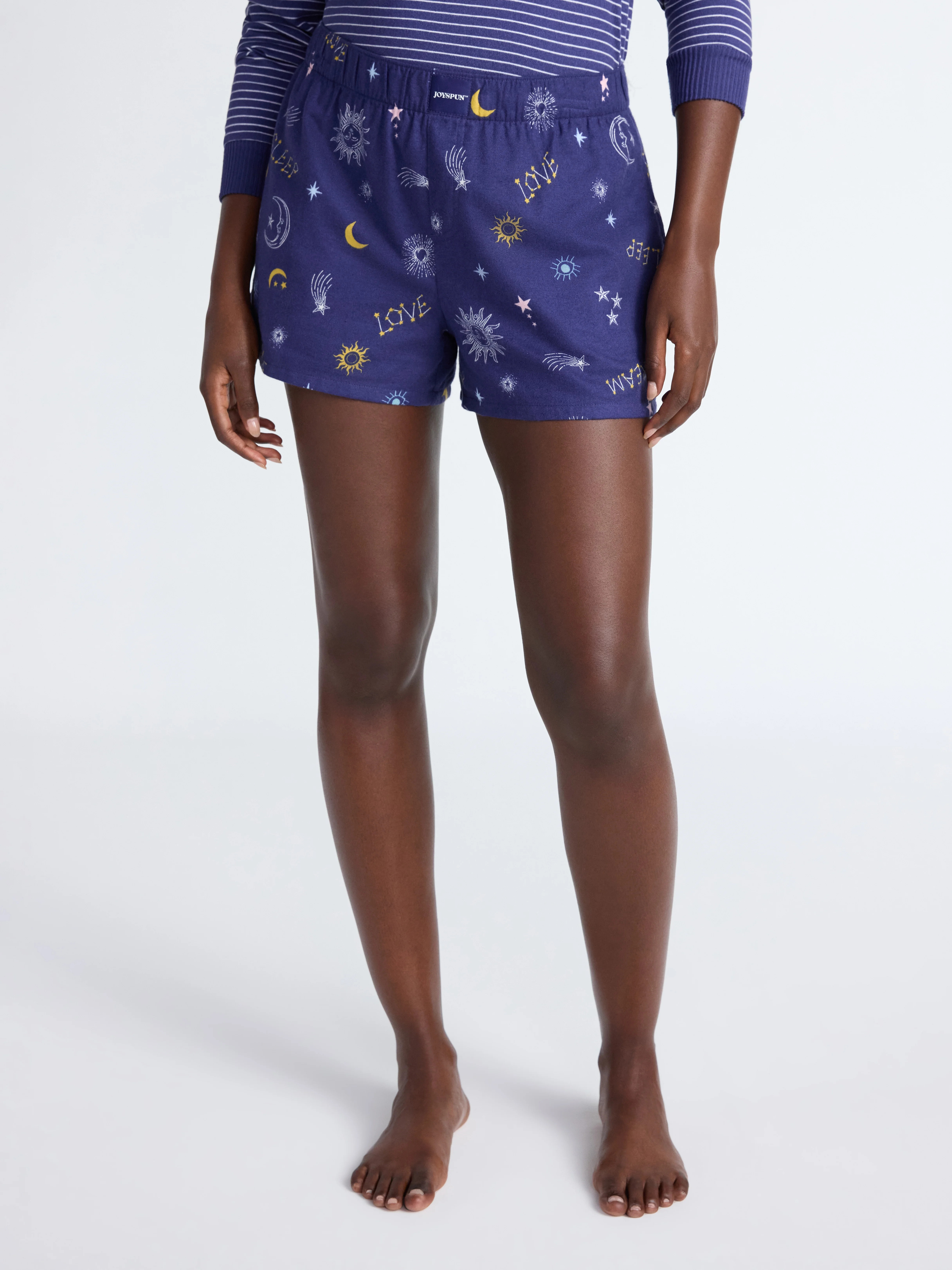 Joyspun Women's Flannel Pajama Boxer Shorts, 3'' Inseam, Sizes XS-3X | Walmart (US)