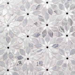 Ivy Hill Tile Thistle Blue 12.4 in. x 14.13 in. Polished Marble Mosaic Tile (1.21 sq. ft./Sheet) ... | The Home Depot