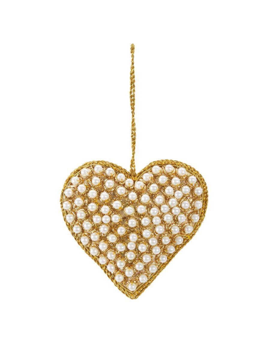 Sudha Pennathur Imitation Pearl-Beaded Heart Ornament | Saks Fifth Avenue