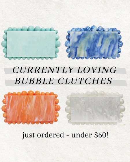 Just ordered these affordable acrylic bubble clutches 🤩 they come in so many cute colors & are under $60! This would make the perfect accessory for a summer wedding ✨

Wedding guest; bubble clutch; wedding accessory; vacation accessory; vacation clutch; acrylic clutch; Christine Andrew 

#LTKunder100 #LTKwedding #LTKstyletip