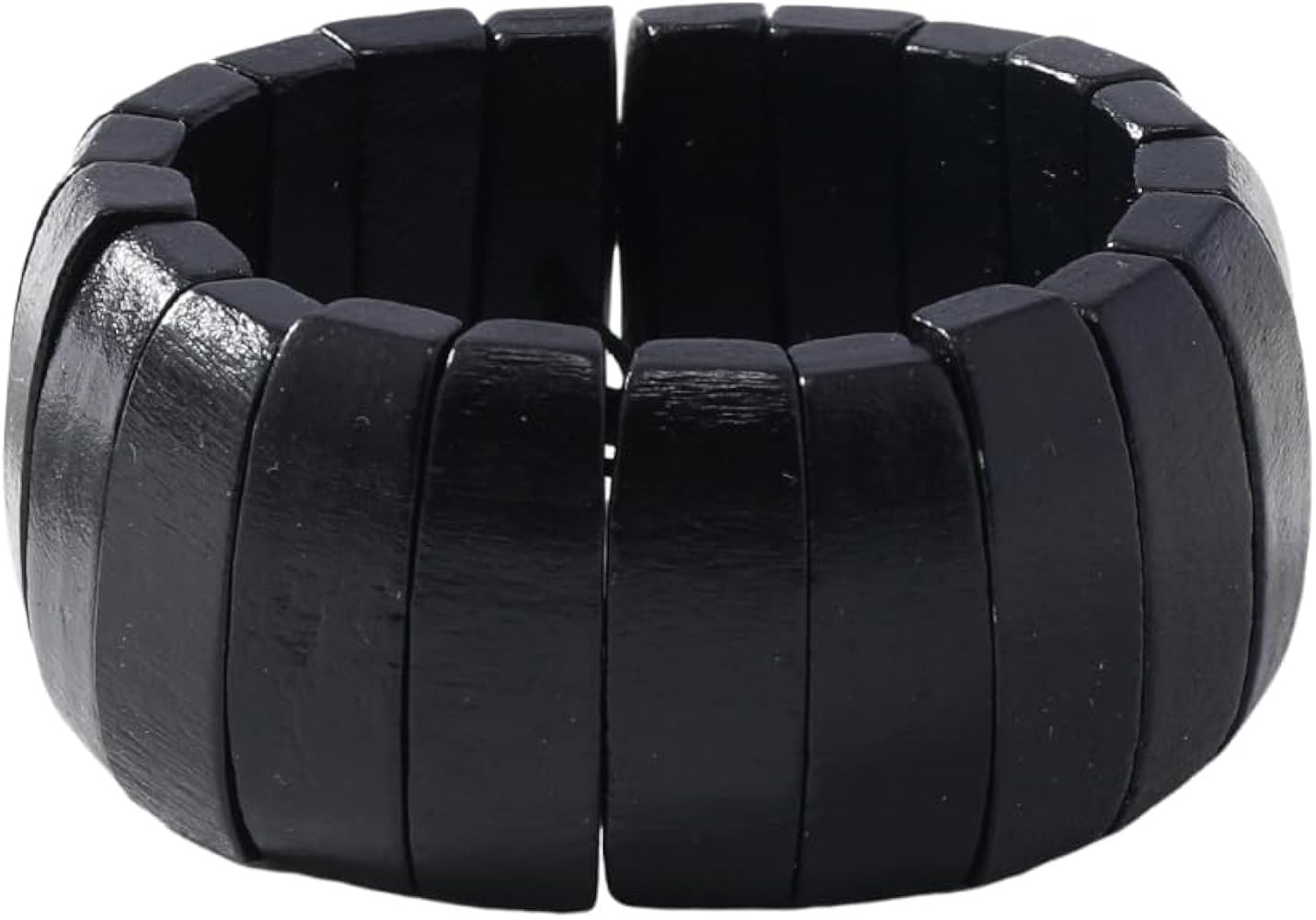 Bohemian Wide Chunky Wooden Bangle Bracelets Multi-Colored Wooden Beads Wristband Elastic Coconut... | Amazon (US)