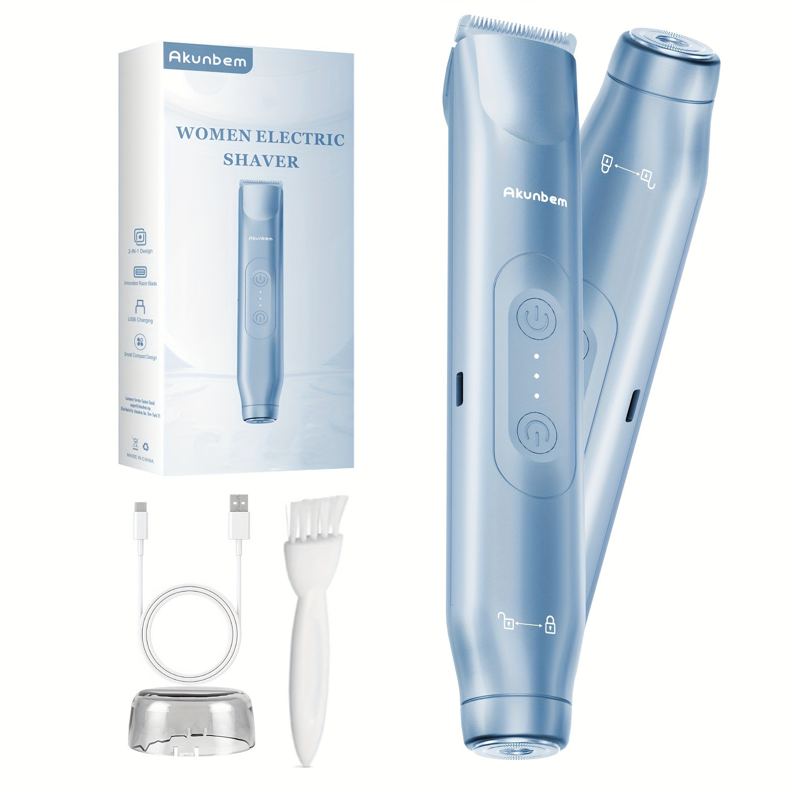 TEMU Akunbem Women Electric Shaver - Dual Head Bikini Trimmer For Women And Men Body Hair Trimmer And Facial Hair Remover For Ideal Women&men Easter Gifts (blue) | Temu Affiliate Program