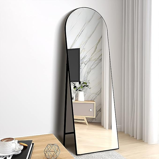Black Arched Full Length Mirror, 64"x21" Black Arched Standing Mirror, Full Length Mirror with St... | Amazon (US)