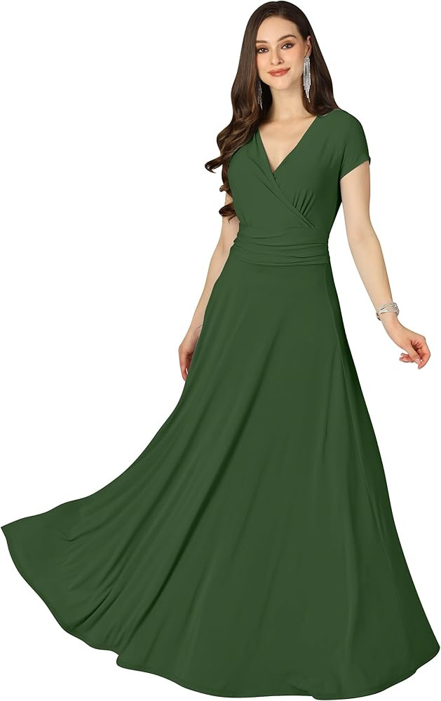 KOH KOH Womens Sexy Cap Short Sleeve V-Neck Flowy Cocktail Gown | Amazon (US)