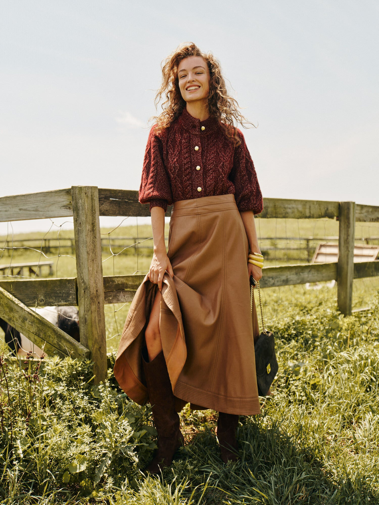 Cognac Leather Brynn Skirt | Tuckernuck (US)