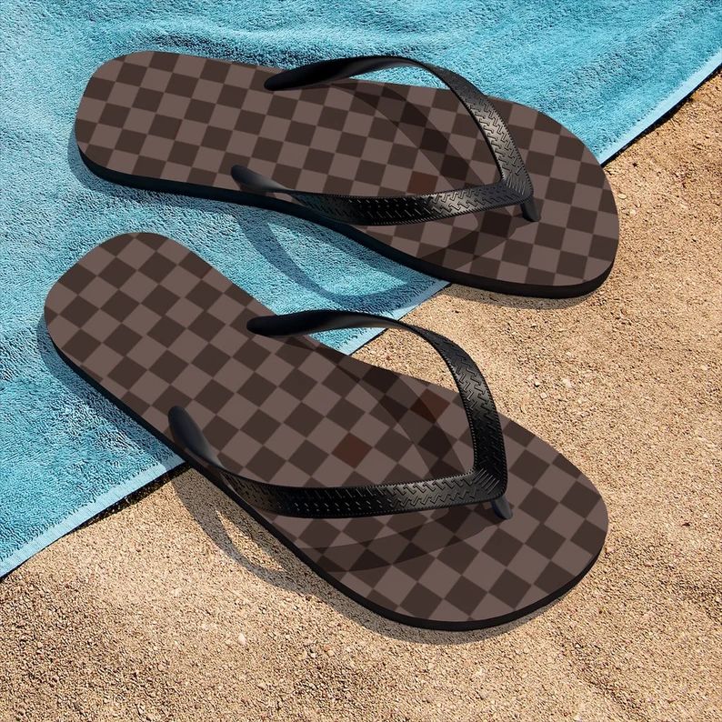 Brown Checkered Designer Unisex Flip-flops | Etsy | Etsy (US)