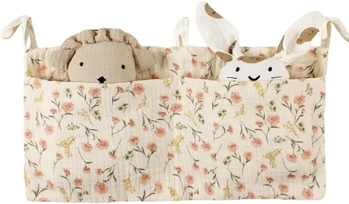 Hanging Diaper Caddy Soft Cotton Cloth Crib Organizer Cute Large Capacity Diaper Organizer Foldab... | Amazon (US)