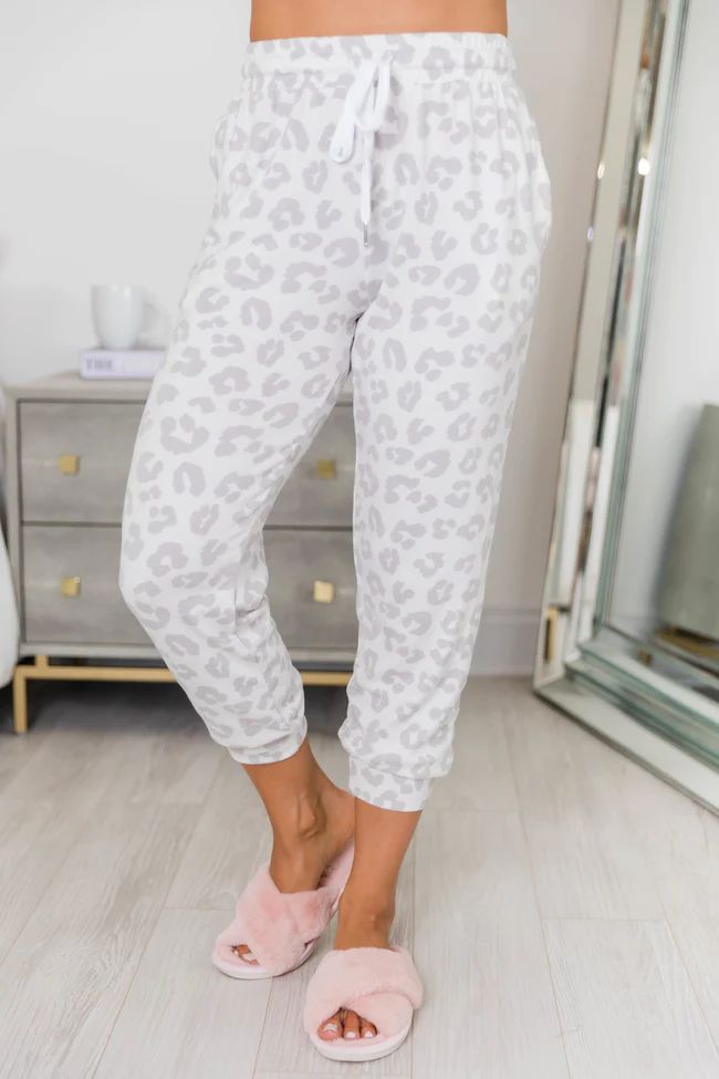 Speechless Beauty Animal Print Joggers Grey | The Pink Lily Boutique