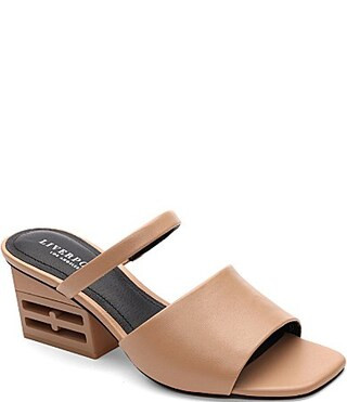 Liverpool Los Angeles Murrieta Leather Block Heel Slide Sandals - 8 | Dillard's