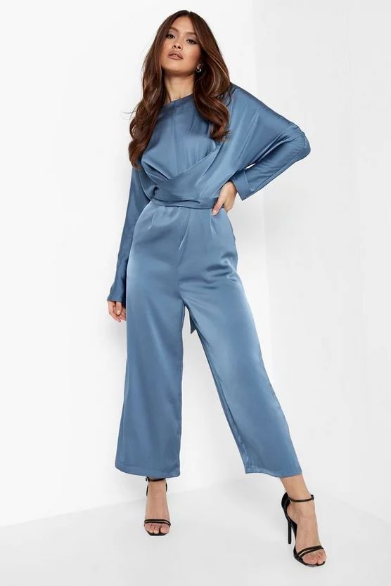 Satin Wrap Cullotte Jumpsuit | Boohoo.com (US & CA)