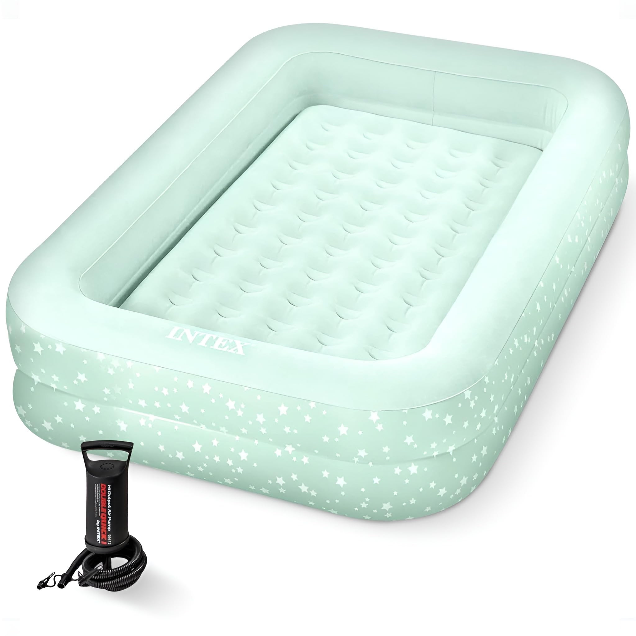 Intex Kids Travel Air Mattress Inflatable Bed with Raised Sides and Hand Pump - Portable Blow-Up ... | Amazon (US)