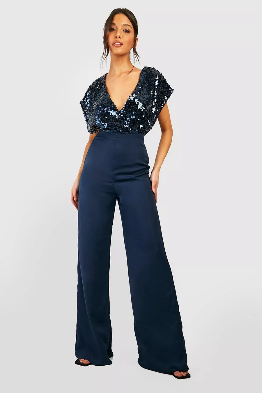 Sequin Wrap Wide Leg Jumpsuit | Boohoo.com (US & CA)