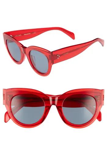 Women's Celine Special Fit 50Mm Cat Eye Sunglasses - Red/ Vintage Blue | Nordstrom
