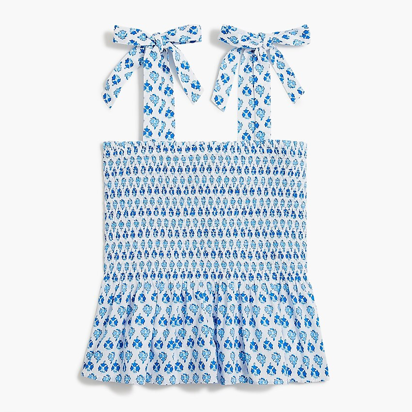 Smocked tie-shoulder tank top | J.Crew Factory