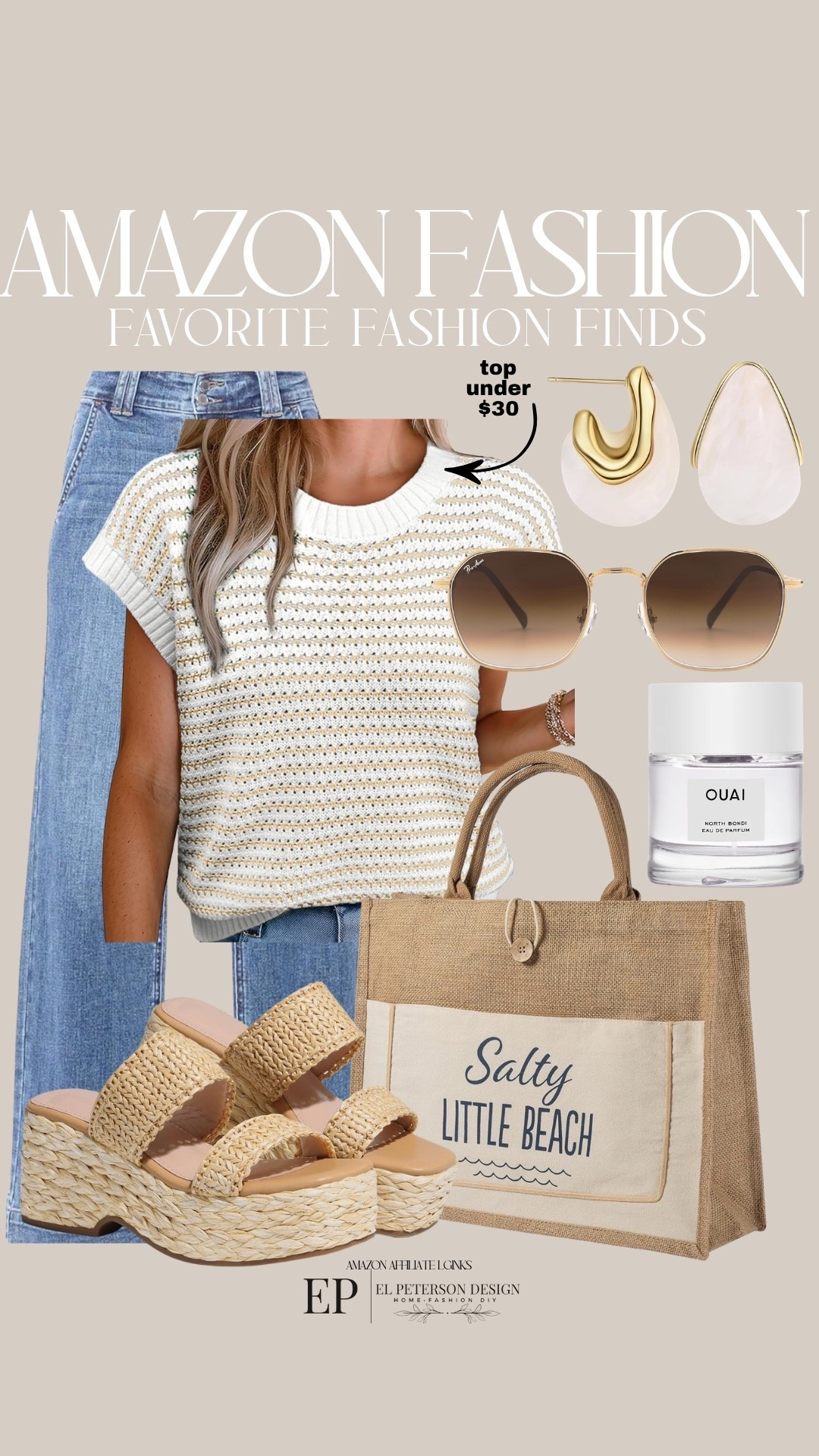 Amazon Fashion
Top
Jeans
Tote bag
Perfume
Earrings
Sunglasses
Wedges