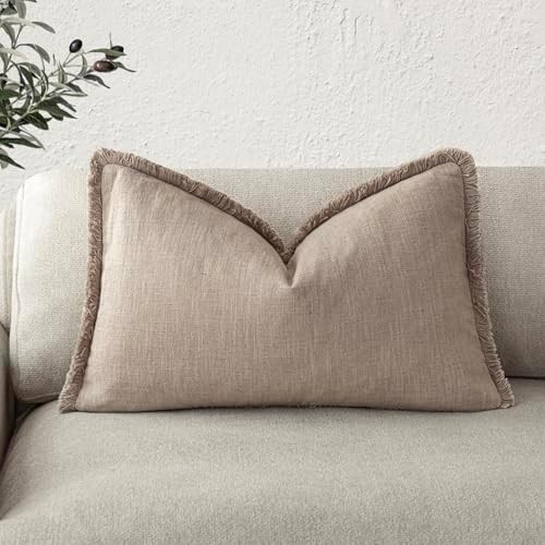 Foindtower Decorative Linen Fringe Lumbar Throw Pillow Covers Boho Farmhouse Cushion Cover with T... | Amazon (US)