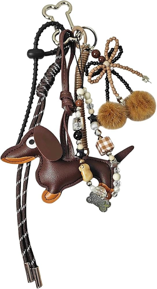 Leather Bag Charms Designer Dachshund Purse Charm Bow Camera Rope Keychains Y2k Backpack Handbag ... | Amazon (US)