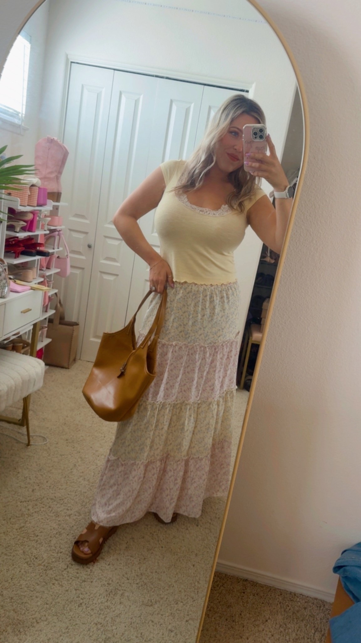 Yellow tshirt with white lace
Boho pink and yellow maxi skirt
Festival outfits
Brown bag
Spring outfit ideas
Maxi skirt outfits
Boho vibes

#LTKootd #LTKgrwm #LTKFestival