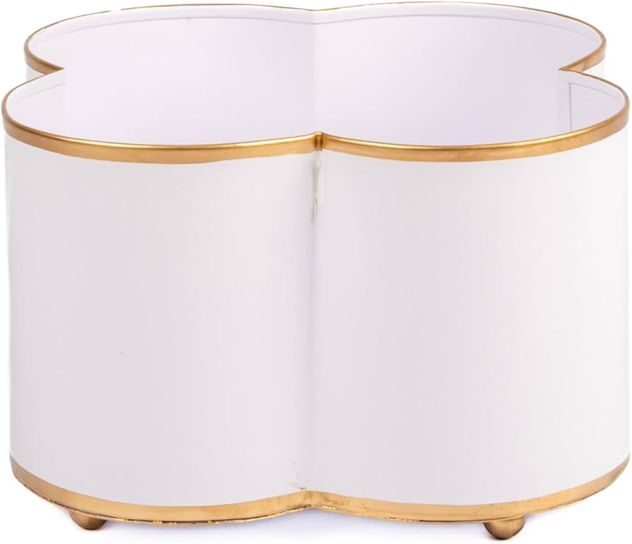 Jaye's Studio Mattie White Quatrefoil Planter, White Metal Cachepot, Decorative Flower Pots, Indo... | Amazon (US)