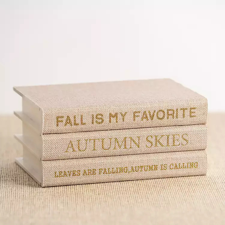 New! Tan Burlap Fall Book Stack Decoration | Kirkland's Home