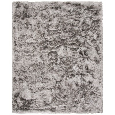 Safavieh Ocean Patras Shag 8 x 10 Silver Indoor Solid Handcrafted Area Rug Lowes.com | Lowe's